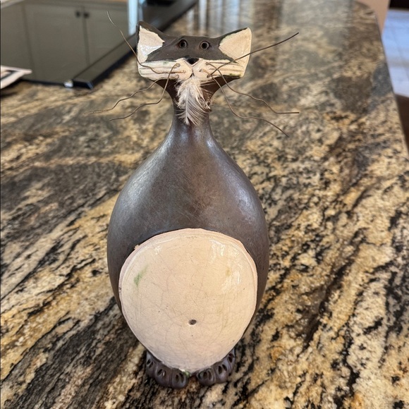 Raku Naughty Cat from Round Tree Pottery by Nolan Winholtz - Picture 1 of 8